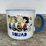 Squad Charlie Brown Coffee Mug Peanuts Sally Linus Lucy Snoopy Woodstock Blue
