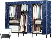 Portable Wardrobe Cloth Wardrobe Fabric Wardrobe, Single Wardrobe Large Metal Stability Wardrobe Hanging Storage Clothes Rack Portable Wardrobe/175 * 180 * 45Cm