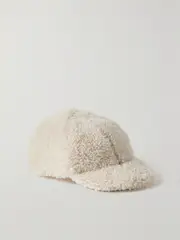[Cordova] Cordova - Davos Leather-trimmed Shearling Baseball Cap - Cream - One size One size Cream