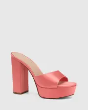 Verelyn Peachy Pink Recycled Satin Platform Heel Sandal