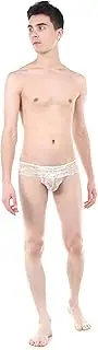 [le CABARET LINGERIE] Men's Sexy Lace Briefs Boys Lingerie Erotic Lingerie Sexy Swimming Trunks, White, Large