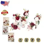 Elegant Marsala Silk Centerpieces for Weddings - Small Bouquets Set of 6