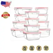 Versatile 24-Piece Airtight Glass Meal Prep Containers with 12 Lids - Leak Proof