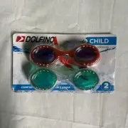 Dolfino Child Swim Goggles 2 Pack - Three color selections to choose from