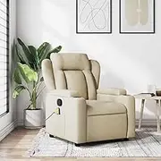 Cream Fabric Massage Recliner Chair for Living Room: Comfy Reclining Furniture for Reading, Gaming, Lounge, Spaces, and Bedroom with 6-Point Vibration Massage - Lazy Chair