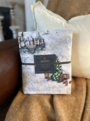 Pottery Barn Teen Harry Potter Hogwarts Christmas Percale Sheet Set Size FULL OB