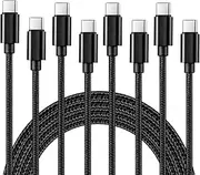 USB C to USB C Charging Cable 2M (4Pack),60W Nylon Braided Type C Fast Charging Cord Compatible for iPhone 15 16/Pro/Pro Max/Plus,iPad Pro,Air5,MacBook,Samsung,Google-Black