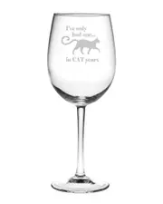 Susquehanna Glass 19oz Cat Years Wine Glass Set of 4