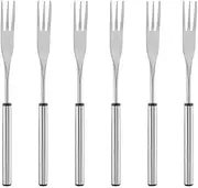 6PCS Stainless Steel BBQ Forks, 18cm Heat Resistant Grilling Skewers with Non Slip Handle, Outdoor Camping Picnic Barbecue Tools for Meat Marshmallows