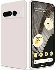 [GiiYoon] Silicone Case Compatible with Google Pixel 7 Pro, Full Body Silky Soft Touch Phone Case with Camera Protection, Shockproof Cover with Microfiber Lining, Off White