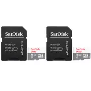 2 Units SanDisk 16GB Ultra UHS-I microSDHC Memory Card with SD Adapter