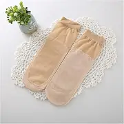 [OURECO] Wool Socks 10Pairs Women Socks Velvet Silk Spring Summer Socks Breathable Soft Cotton Bottom Wicking Slip-Resistant Short Sock Wool Socks Women (Color : Skin)