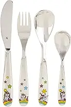 WMF Children's Cutlery Unicorn 4-Piece 3-9 Years Stainless Steel Cromargan Polished Dishwasher Colour and Food Safe 0, Steel, Silver, 21.3 x 15.5 x 2.5 cm