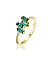 Genevive 14K Over Silver CZ Modern Ring