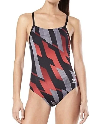 Speedo Women's Pinstripe Flight Flyback One Piece Swimsuit Red Size 30 NEW
