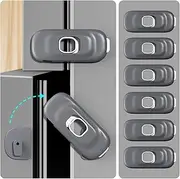 6 PACK Cabinet Fridge Locks Baby Proofing, Child Proof Cabinet Refrigerator Locks, Baby Child Safety Frigerator Locks for Cabinets, with Strong Adhesive Pad for Draw Kitchen Oven(Grey)