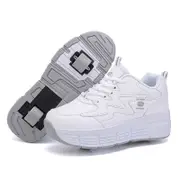 Nevenka Childrens Roller Skate Shoes Sneaker with Double Wheel-608 White