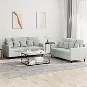 2 Piece Sofa Set with Cushions Light Grey Velvet,Comfortable Velvet Sofa: for Relaxing, Reading, and Watching TV Living Room Furniture