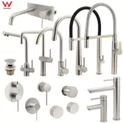 KYLINS Brushed Nickel Round Kitchen Laundry Basin Faucet Mixer Pull Out Sink Tap