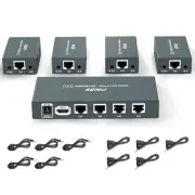 1x4 HDMI Extender Splitter Over Cat5e/Cat6/Cat7 Ethernet Cable Up to 50m/165f...