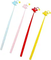 VILLFUL 4pcs Fish Shape Kawaii Ink Pens Creative Writing Pens Soft Silicone Office Supplies Fish Shape Desk Accessories Random Color