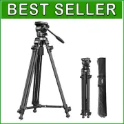 Compact Carbon Fiber Tripod: Step-Less Damping Fluid Head for Smooth Filming