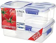 [Sistema] 1760 Klip It 6 Pack Food Storage Container, Clear