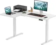 SANODESK 160 cm Large Dual Motor L-Shaped Electric Height Adjustable Standing Desk - Reversible Panel - White Top/White Frame - Ideal for Gaming, Home Office or Computer Workstation