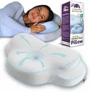 COZYMOON Ergonomic Contour Memory Foam Pillow - Cervical Pillow for Sleeping Neck & Back Support for Pain Relief, Orthopedic Bed Pillow for Back, Side & Stomach Sleeper with 2 Removable Pillowcases