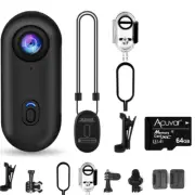 64GB 1080P FHD Mini Body Camera, Wearable POV Action Cam, Thumb-Size Hands-Free
