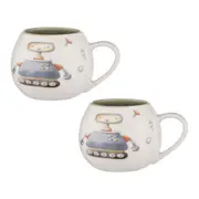 2x Ashdene Robots Kids/Child 200ml Drinking Mini Hug Mug Milk/Beverage Cup