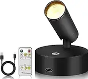 NCONCO Spot Lights Indoor with Remote Control Accent Spotlight Indoor Rechargeable Uplighting with Timer and Dimmable for Pictures Artwork Wall Plant (Black)