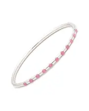 Steel Pink Agate Bangle Bracelet