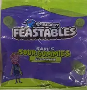 Mr Beast Feastables GREEN APPLE KARL'S SOUR GUMMIES 3.52 oz Bag Candy