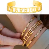 在飛比找momo購物網優惠-【MantraBand】美國悄悄話 WARRIOR 金色手環