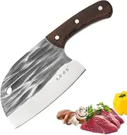 TJ POP Meat Cleaver Knife 6.1 Inch, Ultra Sharp Serbian Chef Knife, Heavy Duty Butcher Knife, Full Tang Chopping Knife with Wooden Handle, Stainless Steel Blade Thickness 3 mm, TJ SEGA Series TC16029