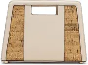 [Anne Klein] Womens Cork Clutch Bag with Convertible Strap, Parchment, Parchment, Small