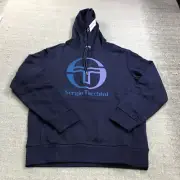 Sergio Tacchini Sweater Mens Small New Iberis Hoodie Blue Navy Pullover Casual