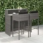 PE Rattan Outdoor Bar Table And Stools Garden Furniture Set With Cushions 3 Pcs