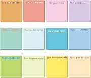 12 Pieces Inspirational Sticky Notes 3 x 3 Inch Motivational Fun Notepads Positive Gifts for Teacher Nurse Coworkers Work Studying Supplies (Simple Style)