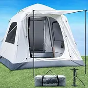Easy Set up Inflatable Camping Tent with Electric Pump, 3-4 Person Glamping Outdoor Air Blow Up Tents, Waterproof Inflatable House Tent for Adults