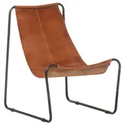 vidaXL Relaxing Chair Brown Real Leather