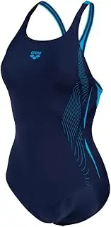 [arena] Women's Swim Pro Back Graphic Lb One Piece Swimsuit, Navy-Turquoise, 36
