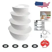 8-Piece Classic Glacier White Mixing Bowls Set - Microwave & Dishwasher Safe