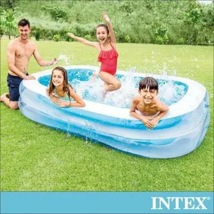 (有彩盒)【INTEX】長方型藍色透明游泳池 56483N 游泳池 戲水池 球池 夏天游泳 兒童泳池 充氣水池