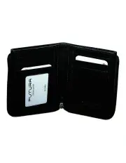 [Futura] Leather Zip Around Wallet with Rfid Blocking in Black