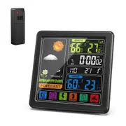 Color LCD Display Digital Weather Hygrometer with Alarm Clock, Forecast Station with Adjustable Backlight