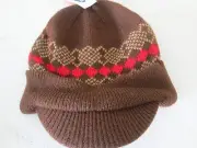 NEW Old Navy Boy Medium (5/6) Large (7/8) Cap Boys Brown Billed Knit Hat NWT!