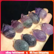 Natural Rainbow Fluorite Quartz Crystal Hand Carved Skull Hedgehog Animal Reiki