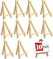 10 Pcs 6 Inch Mini Wood Display Easel, Natural Wooden Tripod Holder Stand for Displaying Small Canvas, Business Cards, Photos